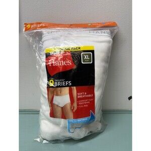 Hanes Men's 9 Pack White Briefs Full Rise Wicking Comfort Soft Flex Waist Sz XL
